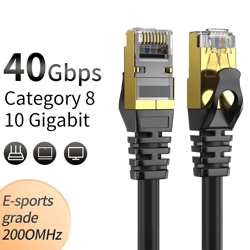 high-speed cat 8 rj45 ethernet cable, lan network patch cord, gold-plated connectors
