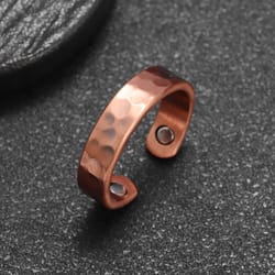 fashionable concave & convex magnetic red copper opening adjustable ring jewelry high quality unique ring for men, women