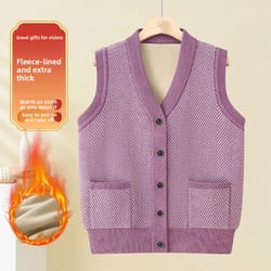 spring fashion outerwear, women's fleece lined cardigan vest, open front style for mommy and middle aged ladies