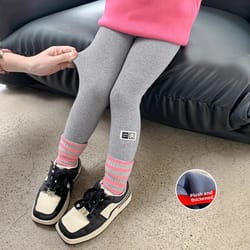 girls 1-6 years winter fleece leggings warm thickened one piece flannel pants for kids toddler soft thermal wear