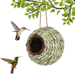handwoven birdhouse, natural grass hanging bird nest for hummingbirds, outdoor garden bird shelter nest decoration