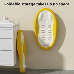 foldable baby bath seat with non-slip pp base & ergonomic backrest, easy-clean shower net support for safe toddler bath