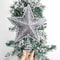 Glitter Gold Hollow Star Tree Topper, Christmas Tree Top, Elegant Xmas Party Decoration for Home, Perfect New Year Gift