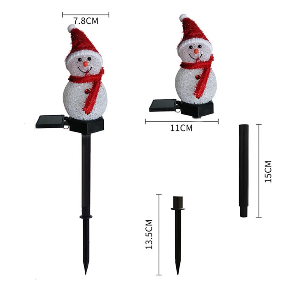 Snowman Christmas Solar Lights, Outdoor Solar Powered Stakes, Holiday Decorations Light for Corridor, Lawn, Garden