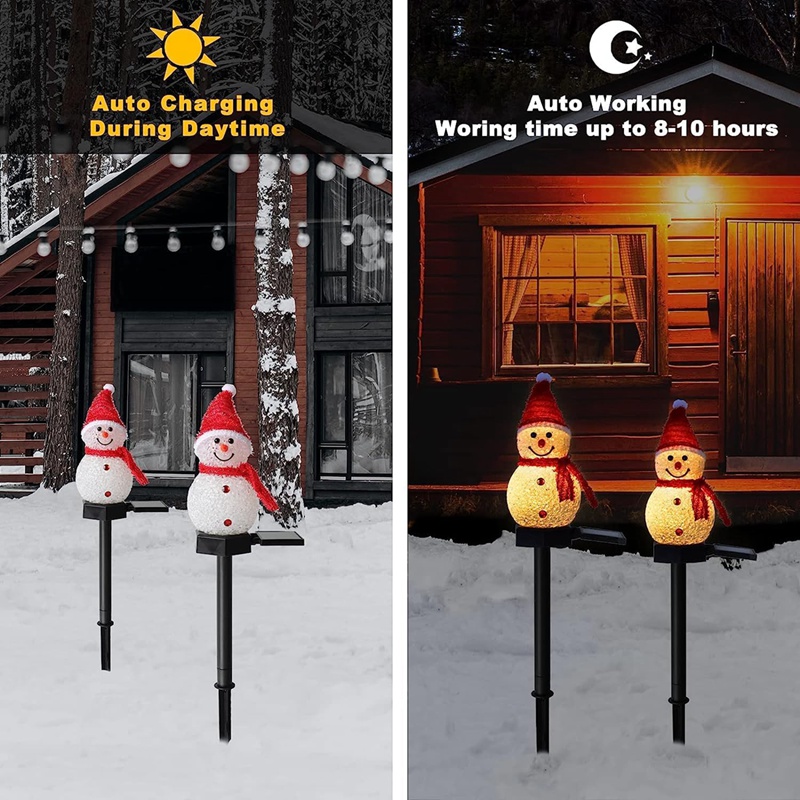 Snowman Christmas Solar Lights, Outdoor Solar Powered Stakes, Holiday Decorations Light for Corridor, Lawn, Garden