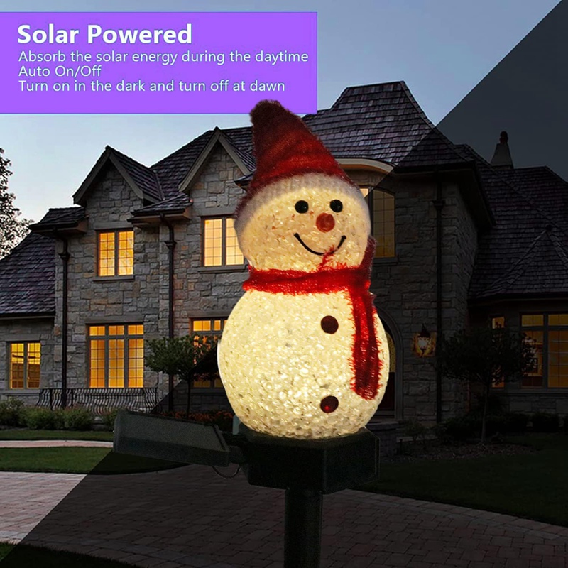Snowman Christmas Solar Lights, Outdoor Solar Powered Stakes, Holiday Decorations Light for Corridor, Lawn, Garden