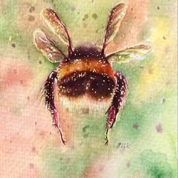 Bumblebee Butt Print, Watercolor Poster, Entomology Art, Cottagecore Decor, Bee Art, A4 Print