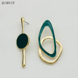 asymmetric metal post earrings for women enamel fashion jewelry trendy design new styles