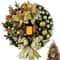 Elegant Pre Lit Christmas Wreath For Front Door Garland With LED Lantern And Large Bow For Holiday 7