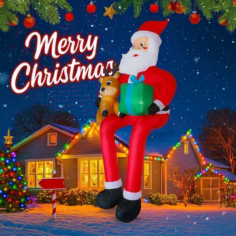 Xmas Yard Decor Reindeer Gift LED Inflatable Christmas Toy Santa Claus Decoration Home Ornament Chr 1