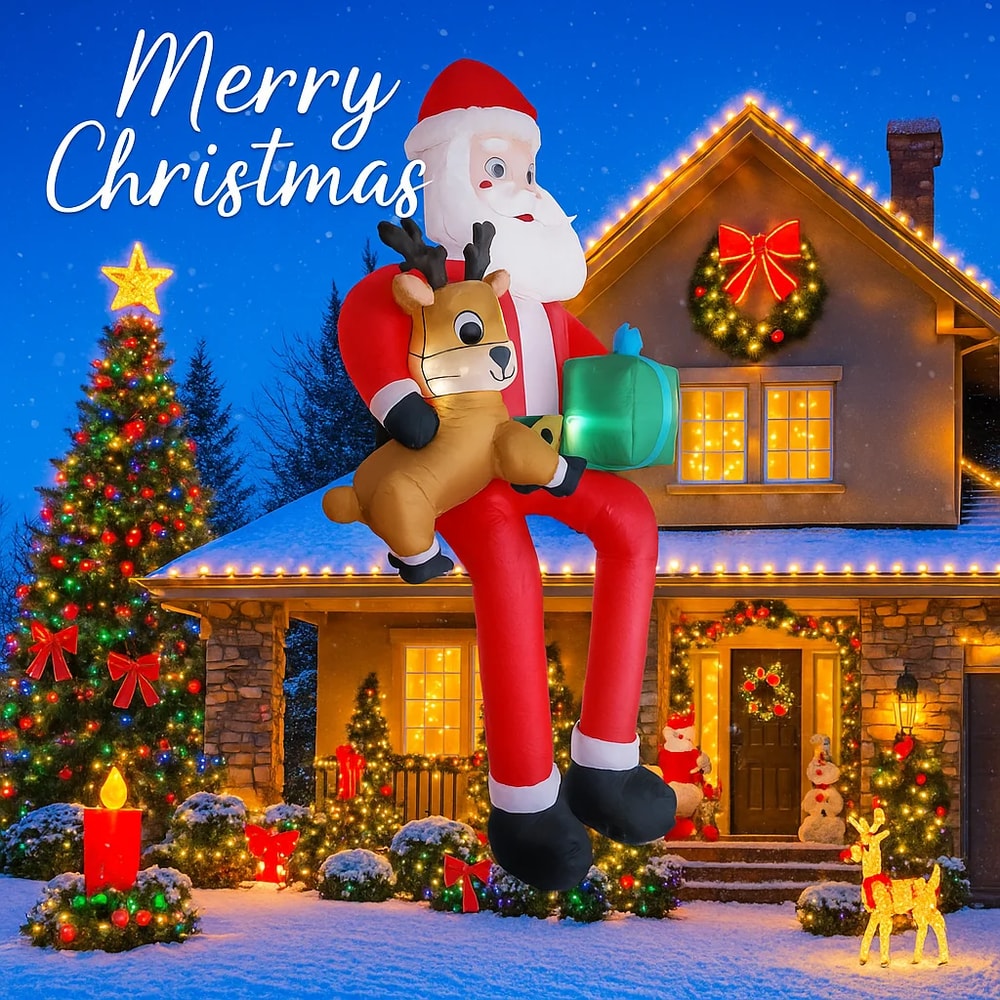 Xmas Yard Decor Reindeer Gift LED Inflatable Christmas Toy Santa Claus Decoration Home Ornament Chr 2