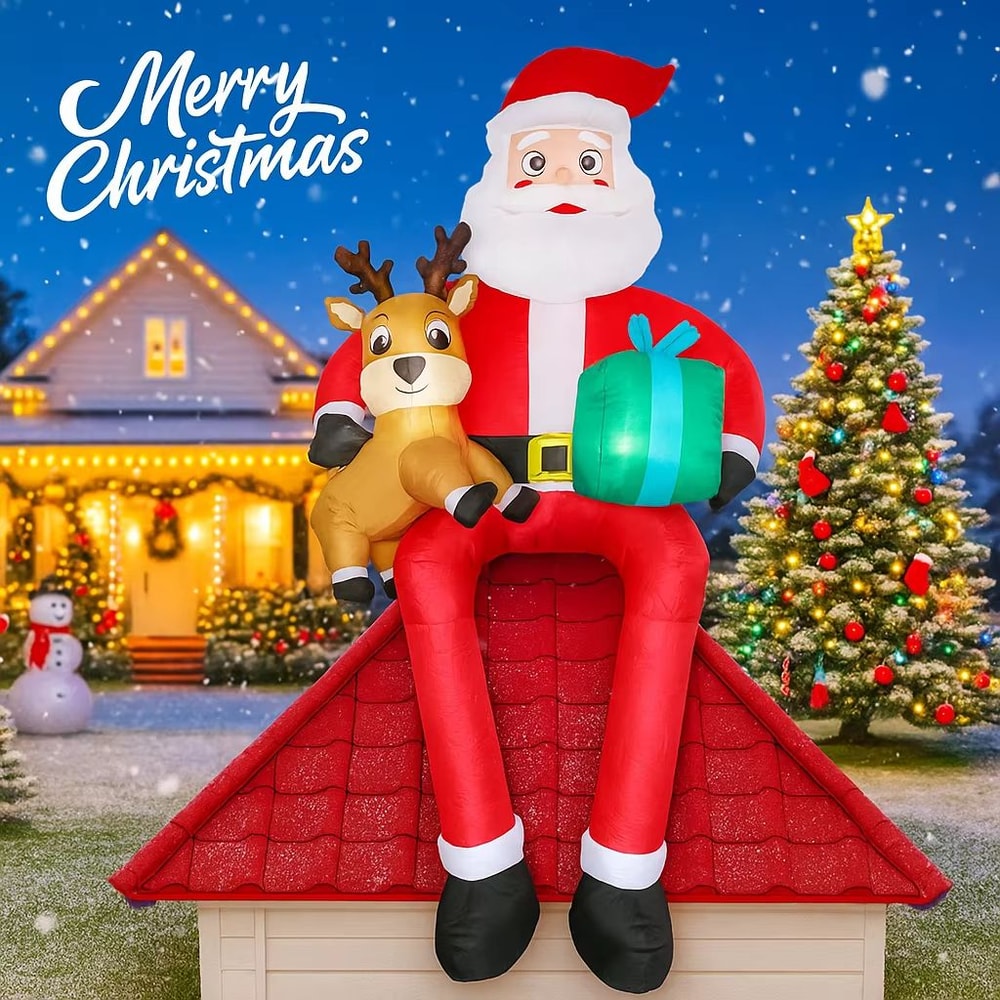 Xmas Yard Decor Reindeer Gift LED Inflatable Christmas Toy Santa Claus Decoration Home Ornament Chr 0