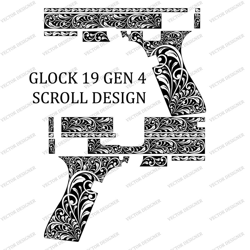 Fireamrs Laser Engraving Vector Design Glock 19 Gen 4 Scroll Artwork 0