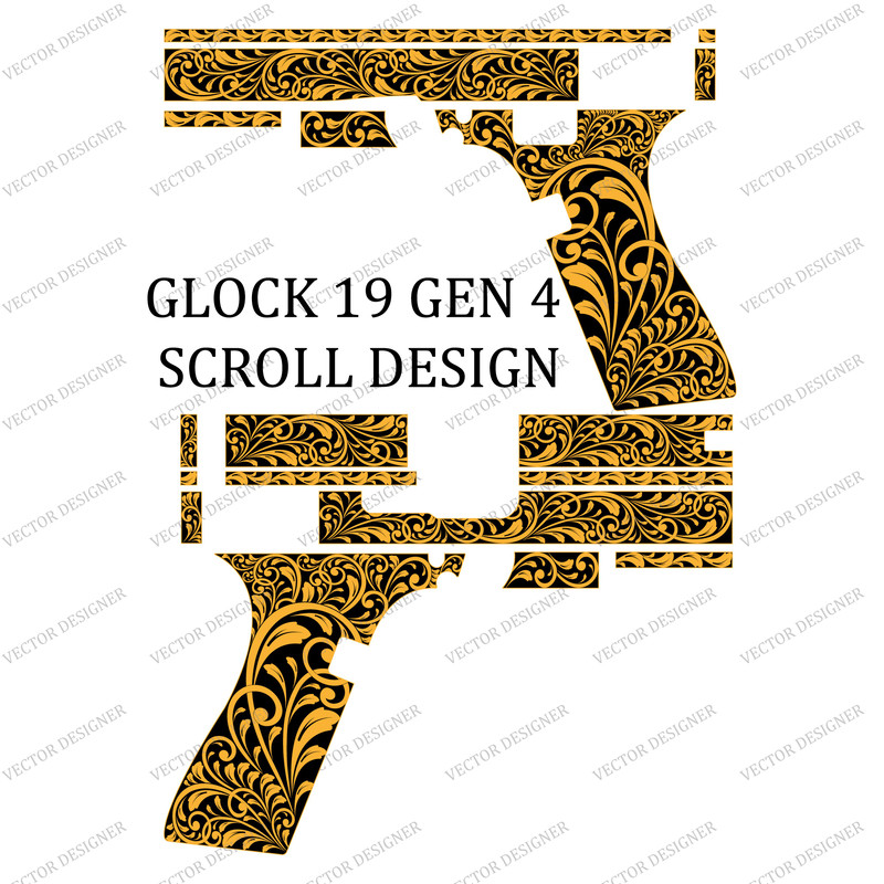 Fireamrs Laser Engraving Vector Design Glock 19 Gen 4 Scroll Artwork 1