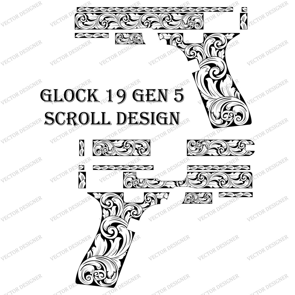 Fireamrs Laser Engraving Vector Design Glock 19 Gen 5 Scroll Artwork 0
