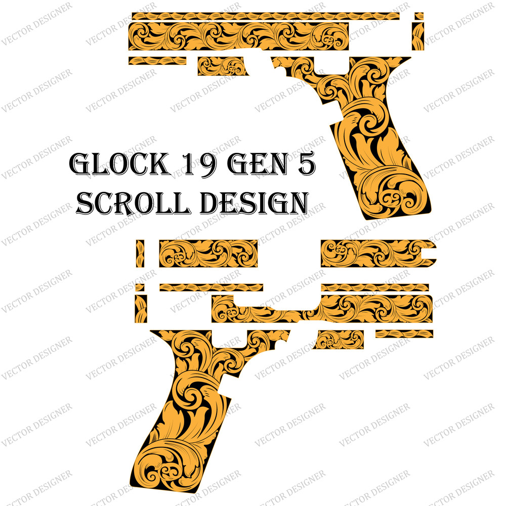 Fireamrs Laser Engraving Vector Design Glock 19 Gen 5 Scroll Artwork 1
