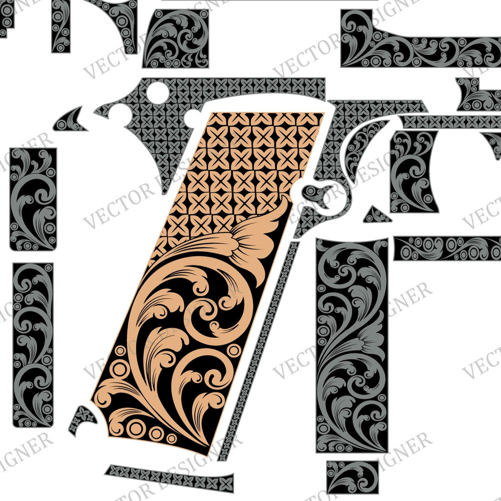 Laser Engraving Vector Rock Island Armory M 1911 A1 FS Scroll Design 3