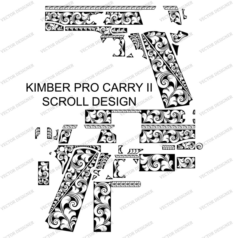 Firearms Laser Engraving Vector Kimber Pro Carry Ll Scroll Design 1