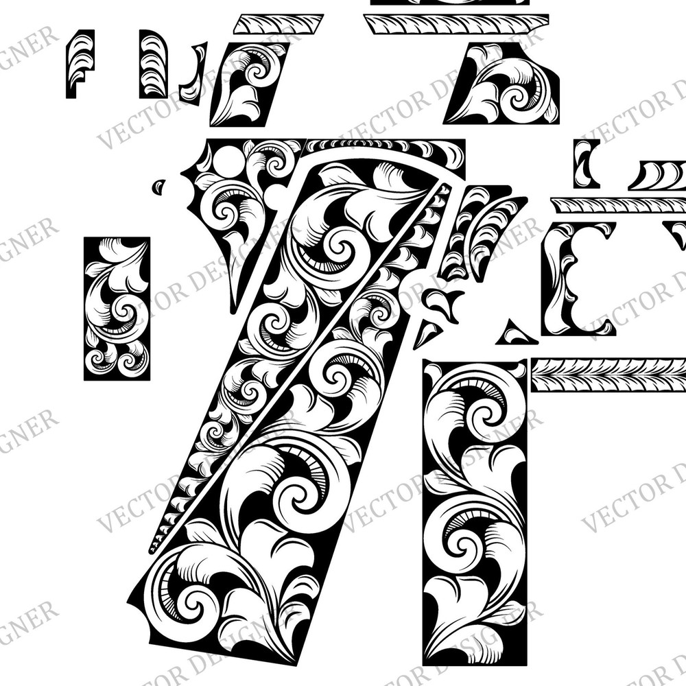 Firearms Laser Engraving Vector Kimber Pro Carry Ll Scroll Design 2