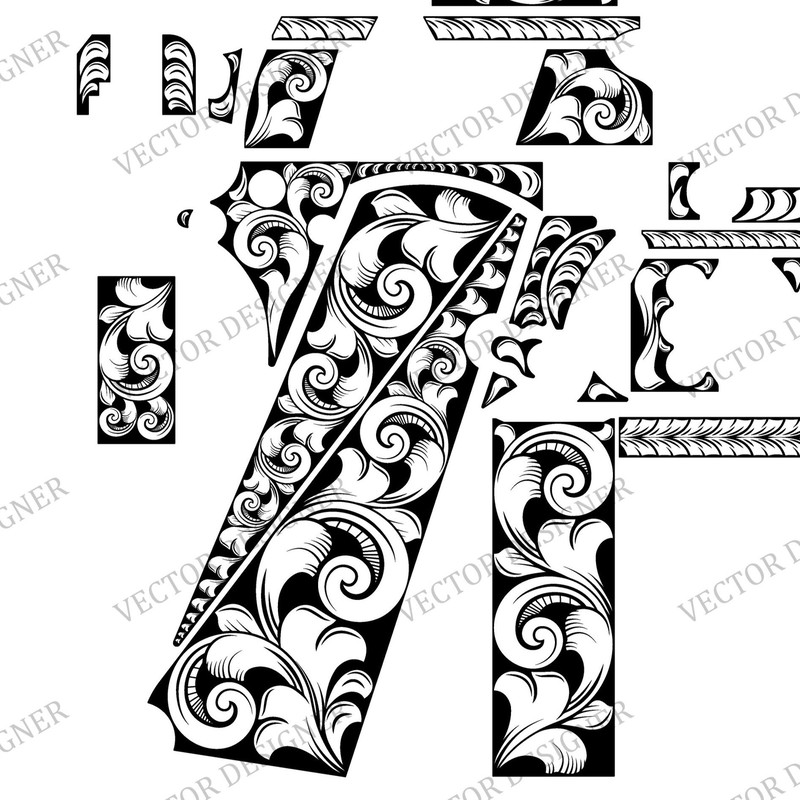 Firearms Laser Engraving Vector Kimber Pro Carry Ll Scroll Design 2