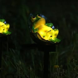 garden light solar powered frog resin lamp, waterproof outdoor pathway decor, garden lawn landscape pond patio lighting