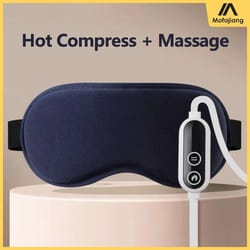 heated eye massager mask with hot compress and vibration therapy
