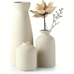 set of 3 ceramic flower vases for rustic and modern farmhouse decor