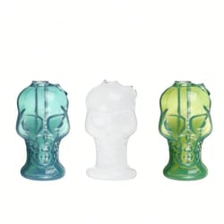 portable glass skull themed home decorating vase