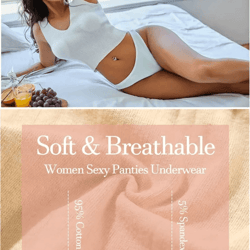 6 pack womens cotton thongs – ribbed low rise g string bikini underwear set