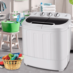 compact twin tub washing machine with spin dryer portable laundry solution for apartments and rvs