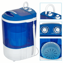 portable compact washing machine with spin dryer and drain hose for apartments dorms and travel