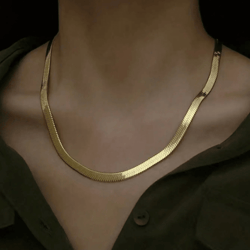 gold plated stainless steel herringbone necklace