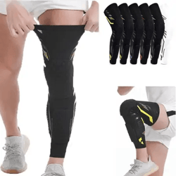 flexguard knee compression sleeve long padded support for soccer, running & sports recovery