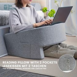 extra large reading pillow with arm rests – memory foam bed rest pillow for adults & gamers