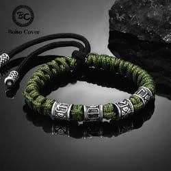 handmade viking paracord bracelet for men with norse runes and survival rope design
