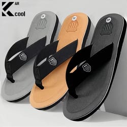 mens casual non slip summer flip flops with flat sole for indoor and beach wear