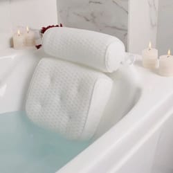 memory foam bath pillow with non slip suction cups for neck head and back support