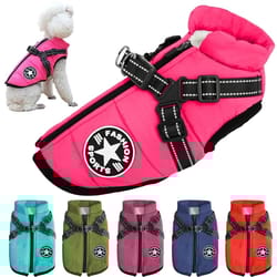 waterproof warm dog jacket vest winter dog clothes with harness