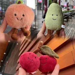 fruit plush doll smiling peach cherry pear plush toy