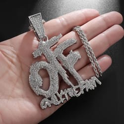 luxurious ice crystal zirconia otf pendant necklace for men and women