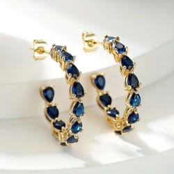 blue teardrop zirconia gold color earrings luxury elegant women jewelry