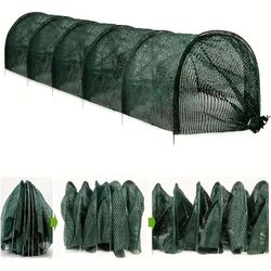 collapsible black mesh tunnel for garden protection and greenhouse use