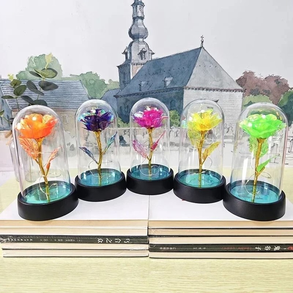 Artificial Rose Flower With LED Light Valentines Day Gift For Home Decor 4