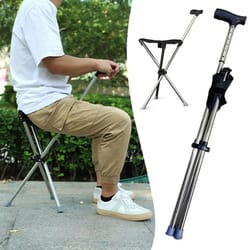 lightweight folding cane with seat, portable mobility aid & comfort