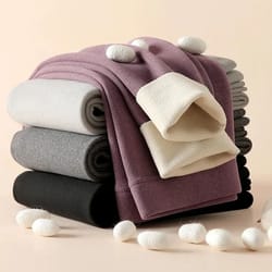 velvet fleece lined high waist leggings for women