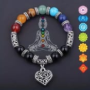 Chakra Healing Stone Beaded Bracelet With Love Pendant 0