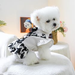 cozy bow princess pet dress for autumn and winter warmth