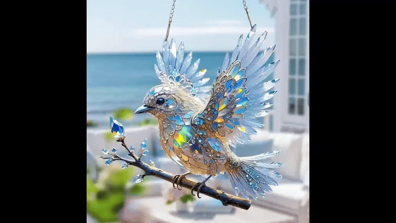 Stained Glass Window Bird Ornament For Home Decor 6