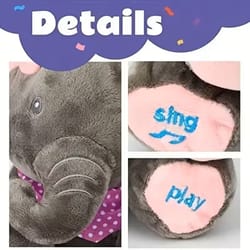 interactive singing plush elephant toy with moving ears
