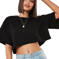 womens cotton yoga crop top breathable, loose fit fitness shirt for dance, running & gym workouts